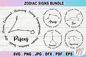 Zodiac Signs SVG Bundle, Astrology