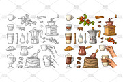 Set coffee vector engraving, a Food Illustration by MoreVector (Thumbnail 1 of 4)