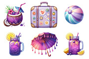 Purple Summer Vacation Graphics, an Illustration by Watercolor design (Thumbnail 3 of 4)