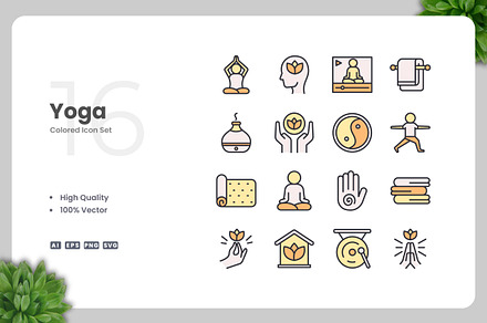 Yoga Colored Icons, an Icon by Upnowgraphic
