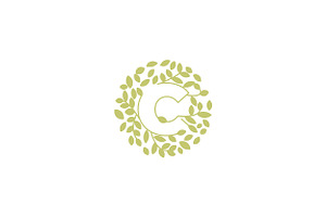 Letter C With Leaf Green Garden Logo