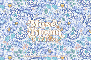 Blue Floral Seamless Pattern, a Pattern Graphic by MuseBloomDesigns (Thumbnail 1 of 6)