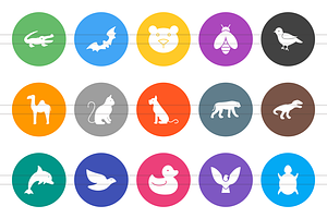 60 Animals&Insects Flat Round Icons