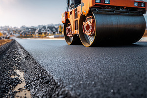 Road construction asphalt roller new, a Photo by Pixeness Studio