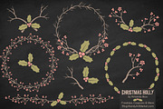 Vintage Christmas Holly & Background, an Illustration by Amanda Ilkov (Thumbnail 2 of 5)