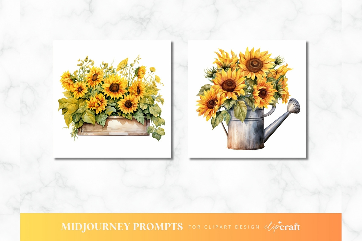 Sunflower Clipart Midjourney Prompt, a Decorative Illustration by ClipCraft (Photo 6 of 9)