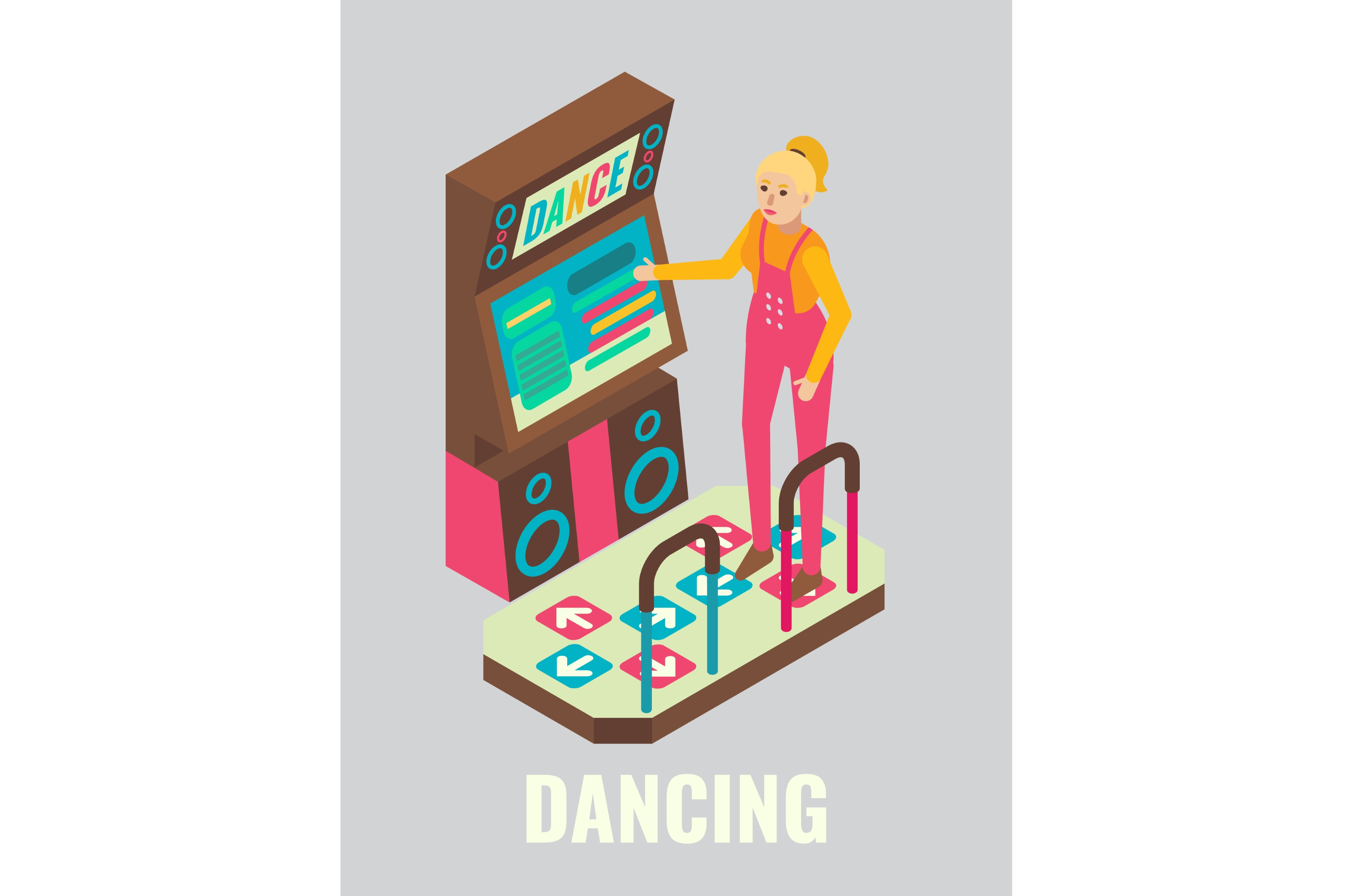 Woman playing dance arcade machine, a Technology Illustration by ...