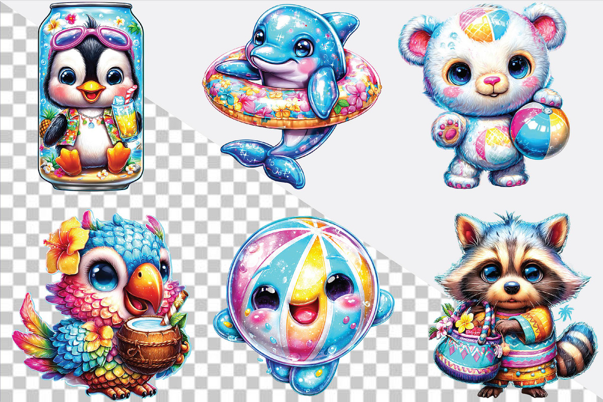 Summer Beach Animals Clipart Bundle., an Illustration by SVGArt (Photo 2 of 9)