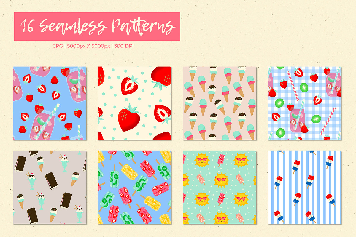 Summer Sweets Clipart & Patterns, a Food Illustration by The Audacious Brush (Photo 5 of 11)