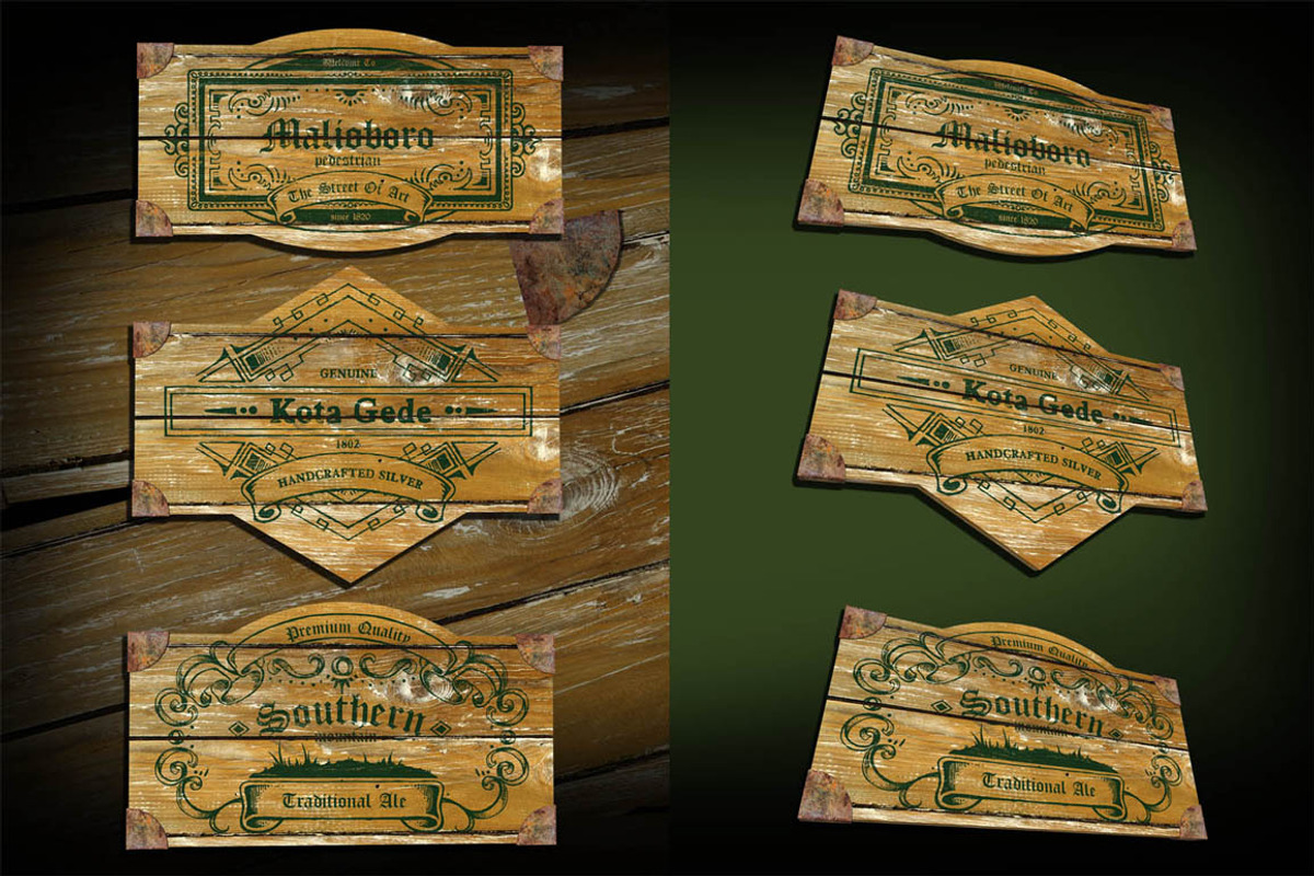 Classic Wooden Signboard Mockups, a Product Mockup by NStudio (Photo 2 of 5)