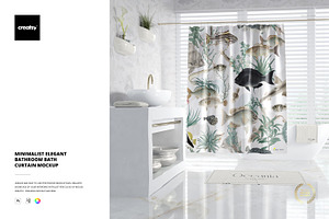 Elegant Bathroom Bath Curtain Mockup, a Household Mockup by creatsy2