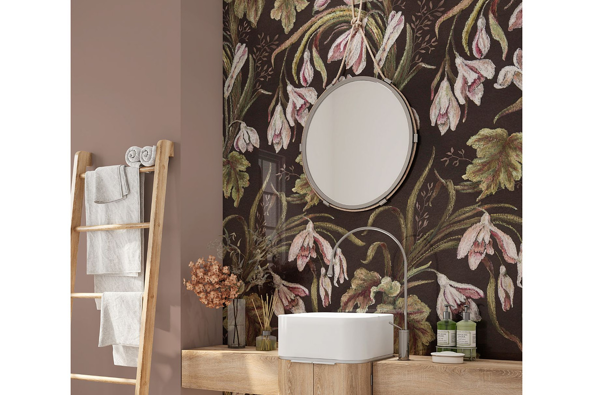 Snowdrop Nocturne Botanical Pattern, a Pattern Graphic by MouseGrey (Photo 6 of 9)
