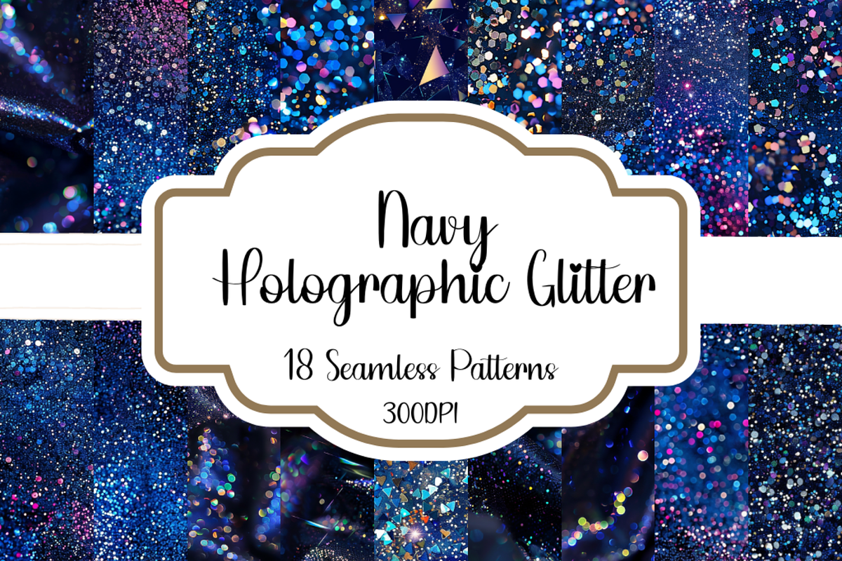 Navy Holographic Glitter Seamless, a Pattern Graphic by PrintablesByFranklyn (Photo 1 of 6)