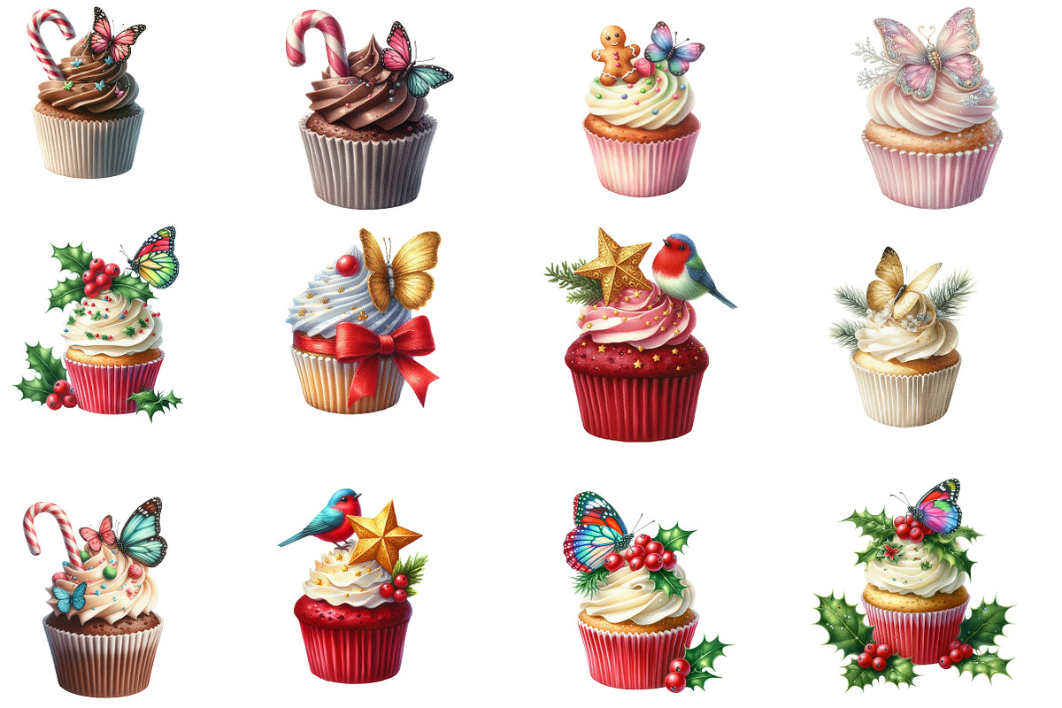 Christmas Cupcakes Clipart, an Illustration by Designworld (Photo 3 of 4)