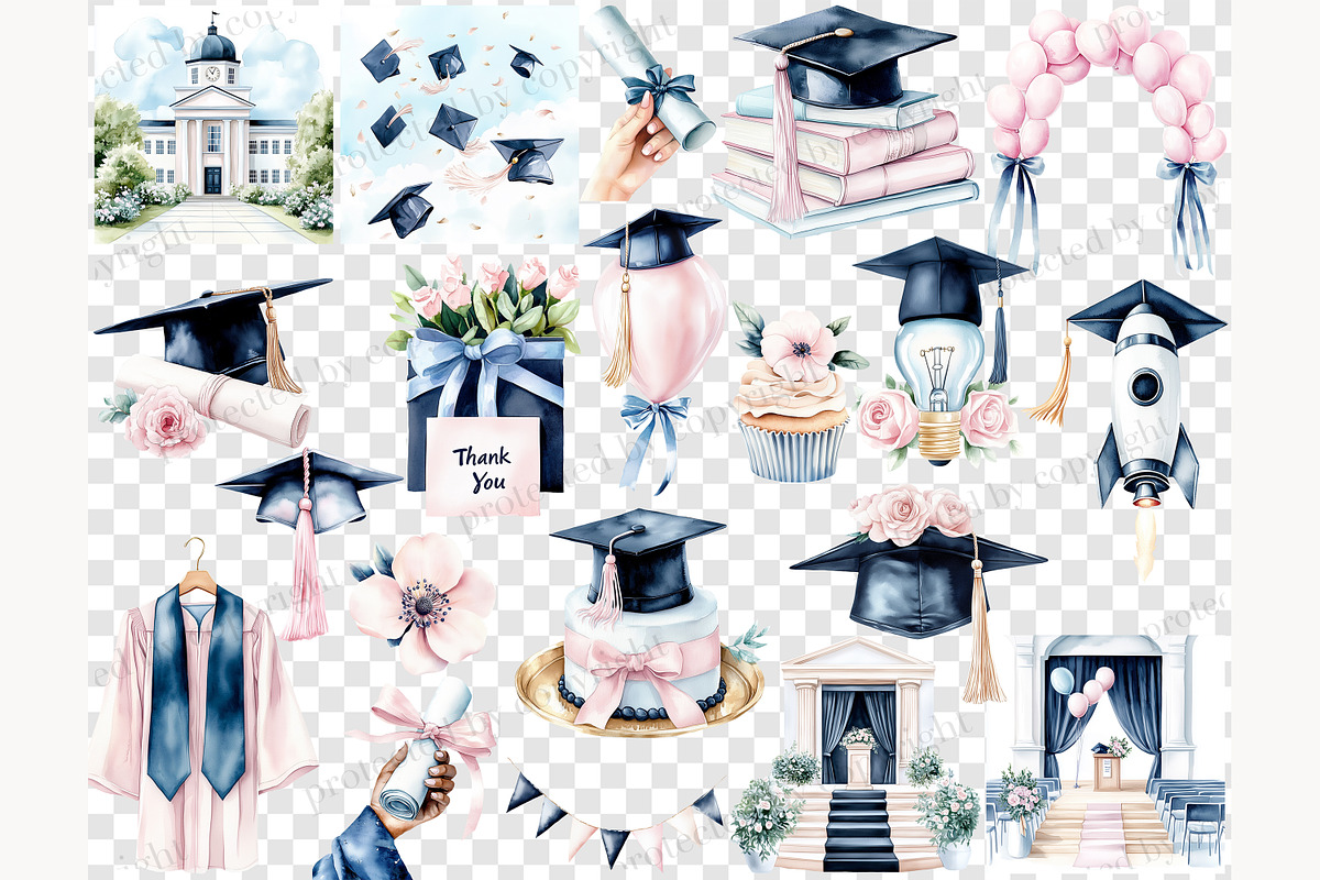 Graduation Clip Art PNG, a Person Illustration by GlamArtZhanna (Photo 7 of 8)