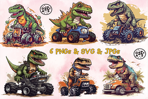 T-Rex Riding Monster Truck Clipart