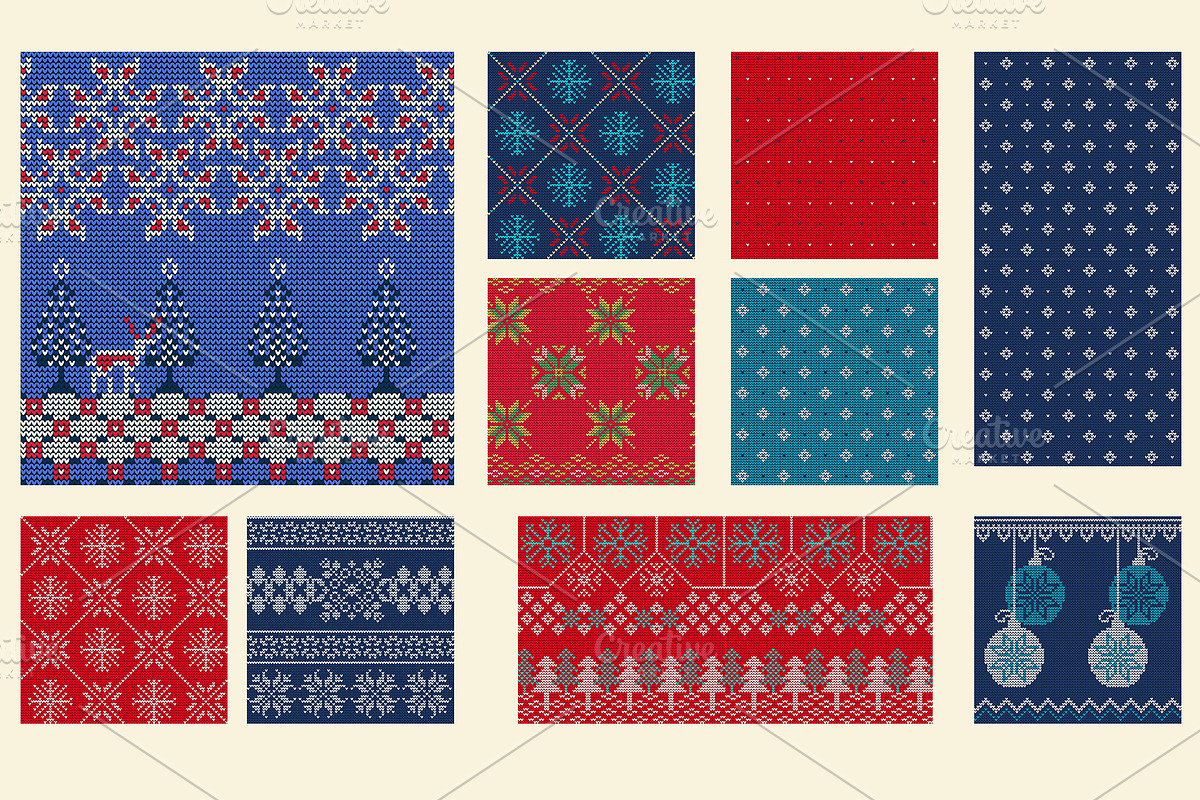 Knitted Christmas Seamless Pattern, a Pattern Graphic by Katyr (Photo 2 of 6)