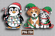 Christmas Animal Sublomation Bundle, an Animal Illustration by protabsorkar11 (Thumbnail 2 of 9)