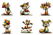 Whimsical Spring Funny Fox Clipart, an Illustration by CreationArt (Thumbnail 2 of 7)