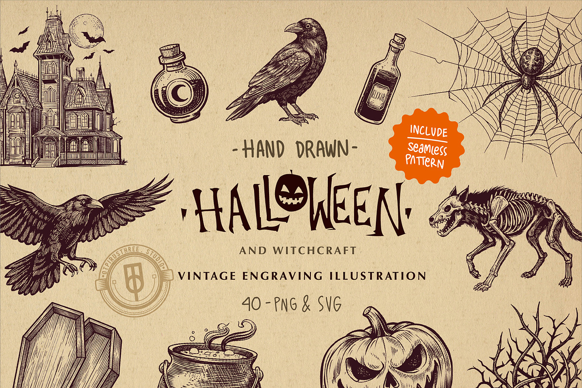 Halloween & Witchcraft Illustration, a Seasonal Illustration by OtpirusGraphic (Photo 1 of 10)