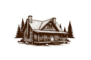vintage cozy wooden cabin vector, an Object Graphic by e-artdesign (Thumbnail 2 of 6)