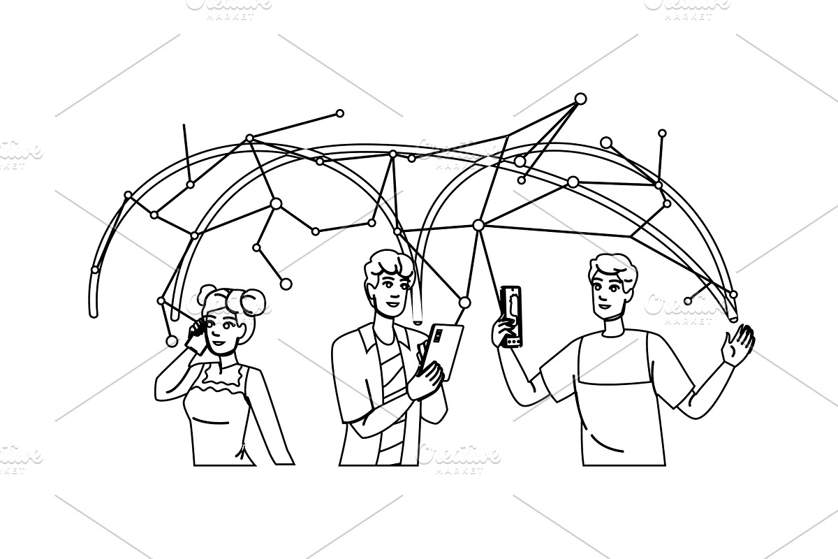 smart mobile technology vector, a Person Illustration by pikepicture