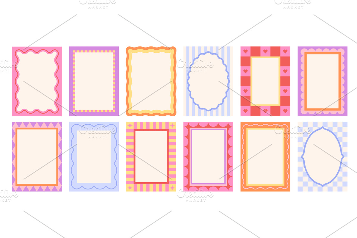 Geometric doodle frames. Wavy edges, an Illustration by LadadikArt