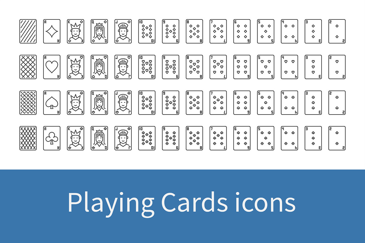 Playing Cards icons set, an Outline Icon by VenomousVector (Photo 1 of 3)