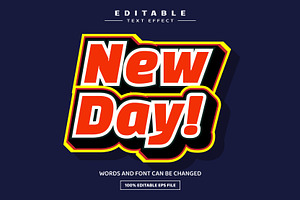 New Day 3D Editable Text Effect