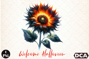 Welcome Halloween,Sunflower PNG, an Illustration by DreamCafeArt