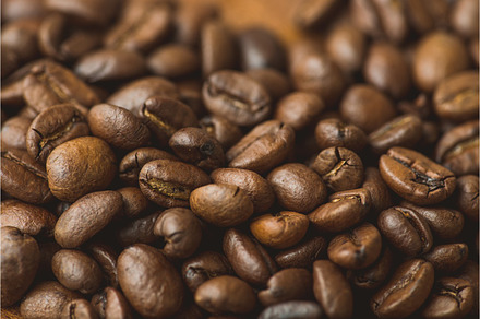 Brown coffee beans closeup macro for background and texture stock photo, a Food & Drink Photo by sergey.krotov