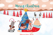 12 Christmas Postcards, an Animal Illustration by Ovocheva (Thumbnail 7 of 12)