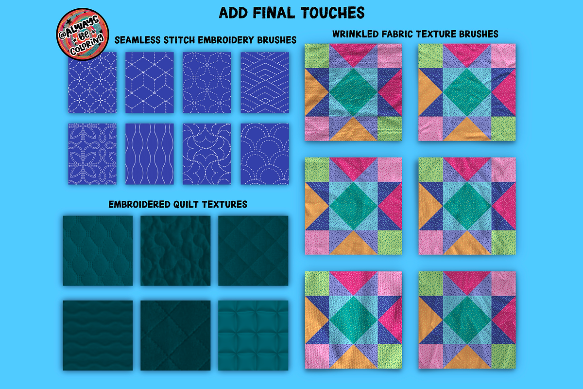 Procreate Quilt Creator Brush Set, a Brush Add-On by AlwaysBeColoring (Photo 7 of 12)