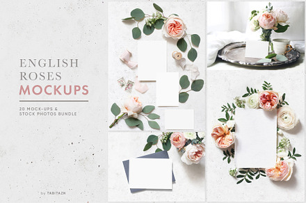 English roses wedding mockups photos, a Print Template by Tabita's shop