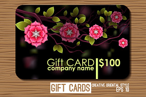 Oriental Gift Card With Flowers