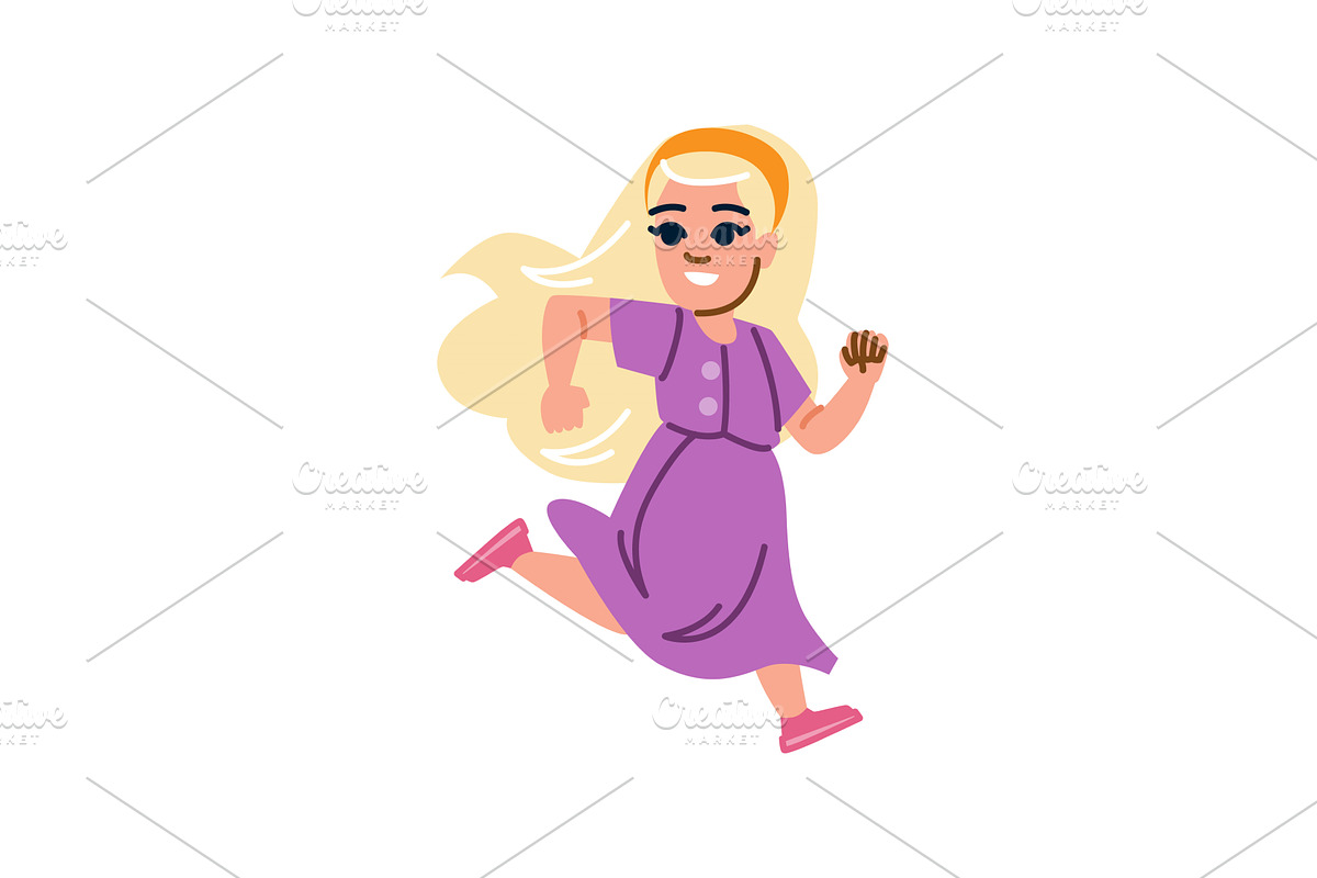 Happy blonde girl running fast with, a Sport Illustration by pikepicture