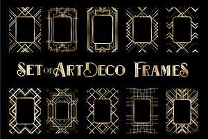 Set Art Deco Frames Vector Graphic