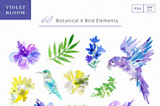 Watercolor Hibiscus & Tropical Birds, an Object Graphic by Sawango Designs (Thumbnail 3 of 11)