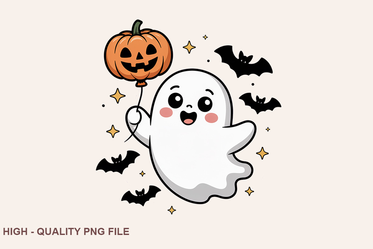 Cute Chubby Ghost Clipart Bundle, a Graphic by crative8112 (Photo 5 of 7)