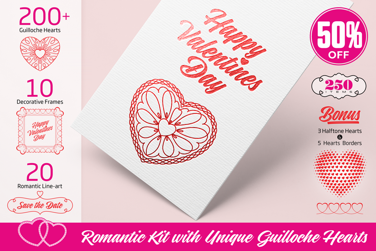 Romantic Kit with Guilloche Hearts, an Illustration by Ben Hodosi (Photo 1 of 7)