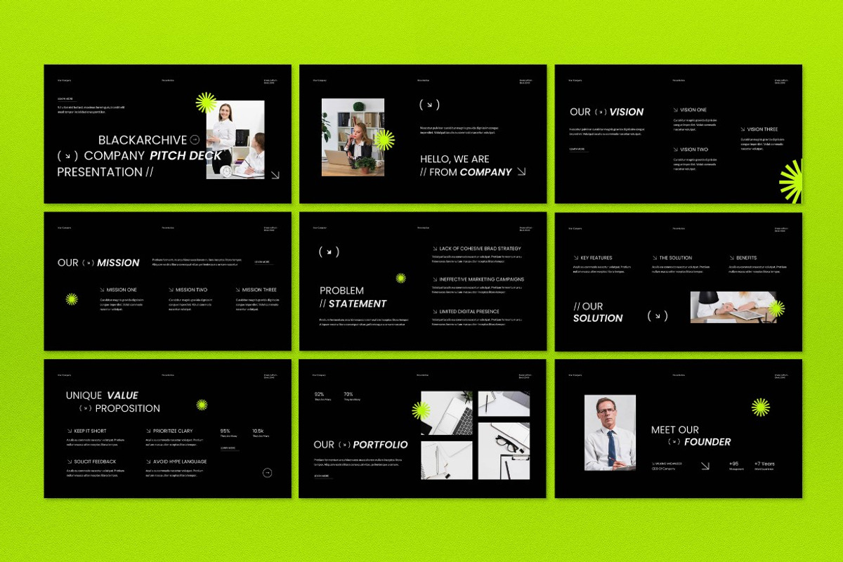 Black Green Pitch Deck Google Slide, a Presentation Template by graphicook (Photo 2 of 5)