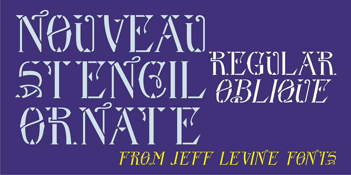 Nouveau Stencil Ornate JNL, a Serif Font by Jeff Levine Fonts