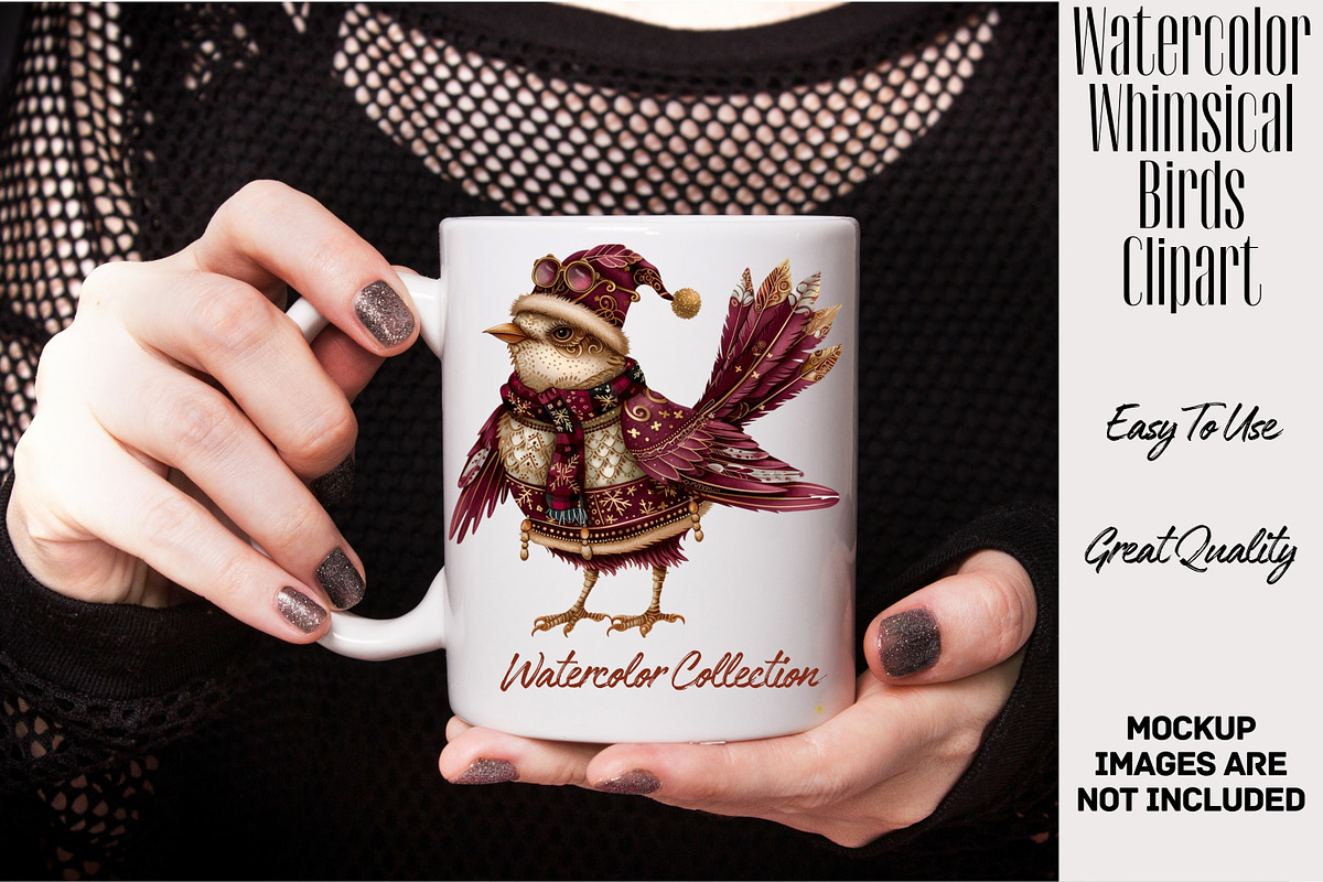 Watercolor Whimsical Birds Clipart, an Illustration by NiiiNArt (Photo 3 of 6)