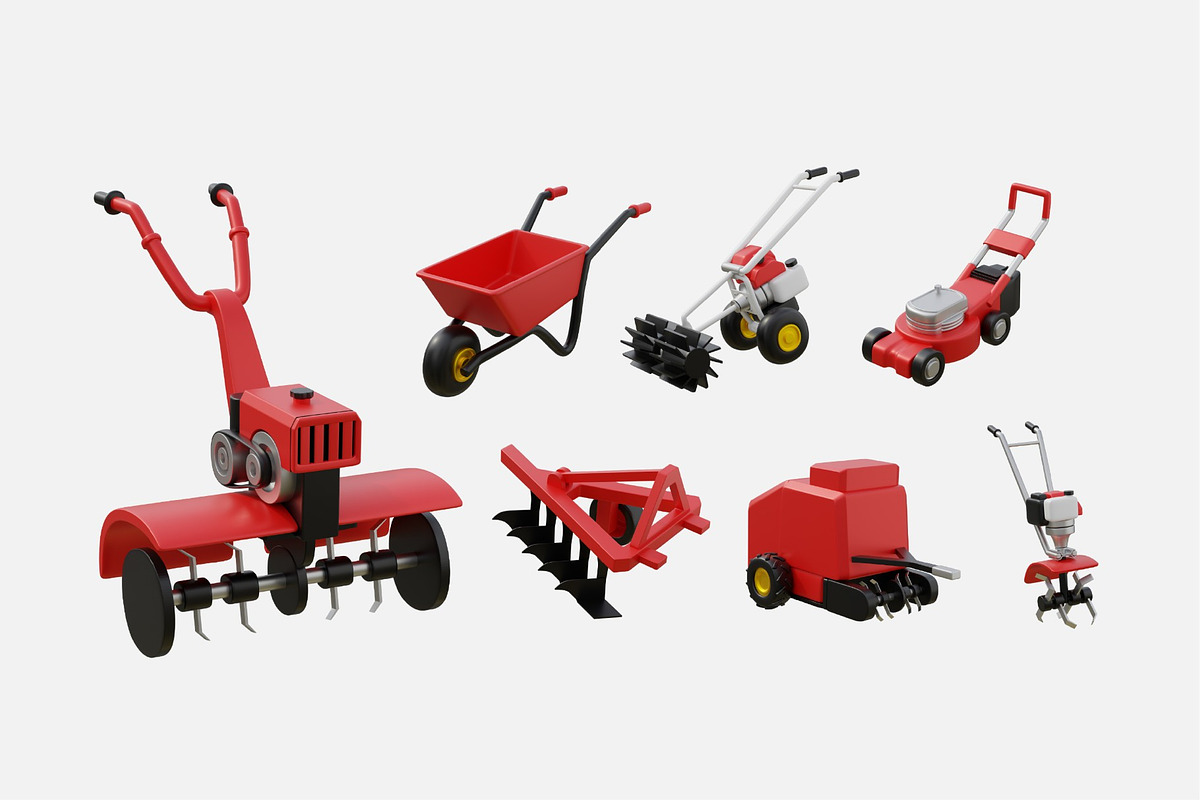 Agriculture Vehicle Equipment 3D, an Object Illustration by graphicook (Photo 2 of 3)