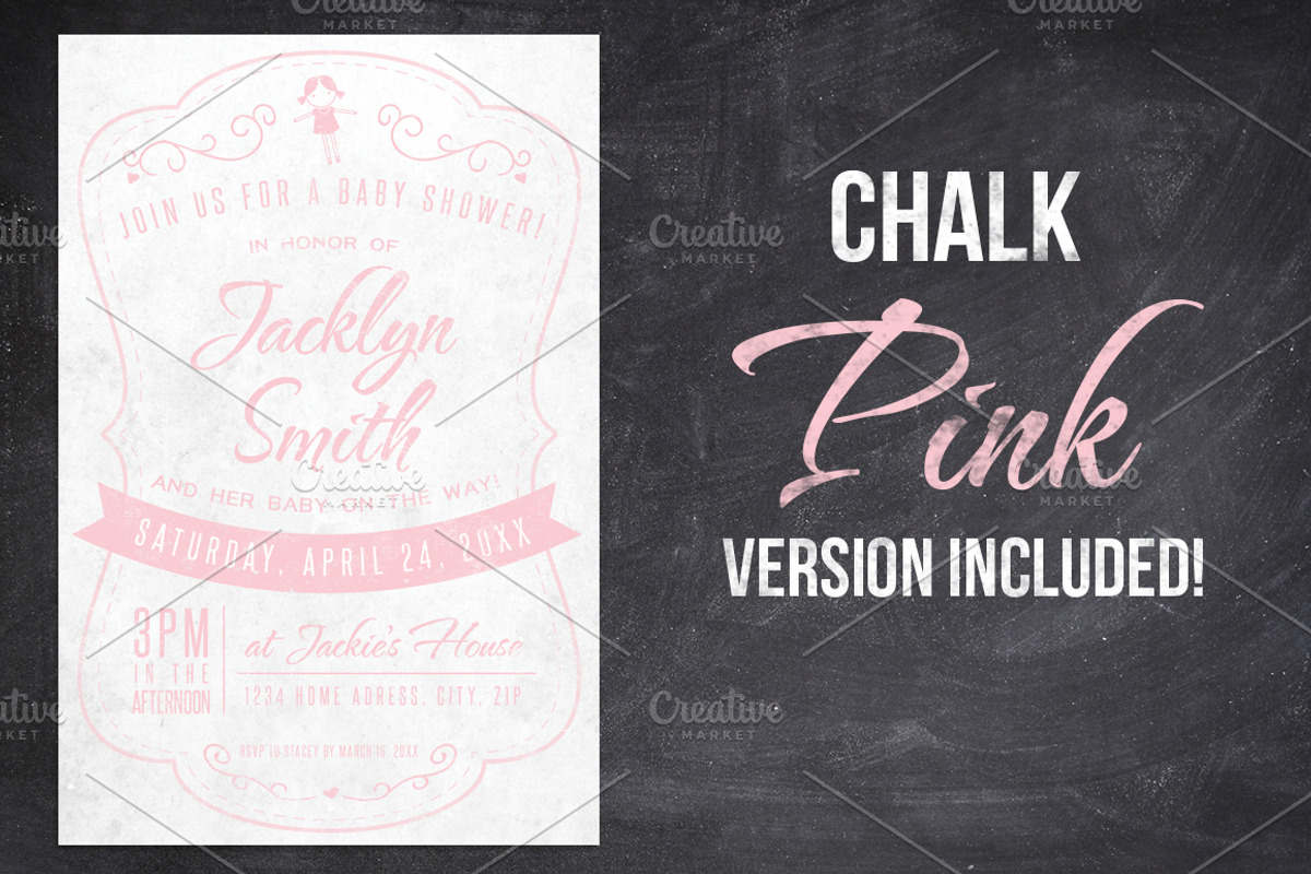 Chalk Baby Shower Invite, an Invitation Template by SkyvaraSupply (Photo 2 of 3)