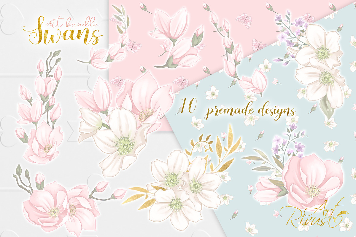 Swans wedding baby shower clipart, an Animal Illustration by RivusArt (Photo 8 of 10)
