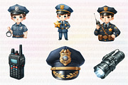 Watercolor Cute Police Clipart, an Illustration by CreationArt (Thumbnail 2 of 5)