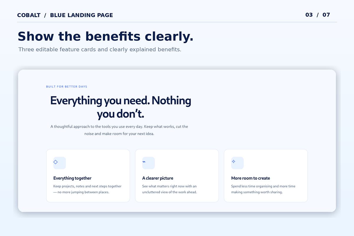 COBALT - Blue HTML Landing Page, a HTML Template by Darweish Designs (Photo 3 of 7)