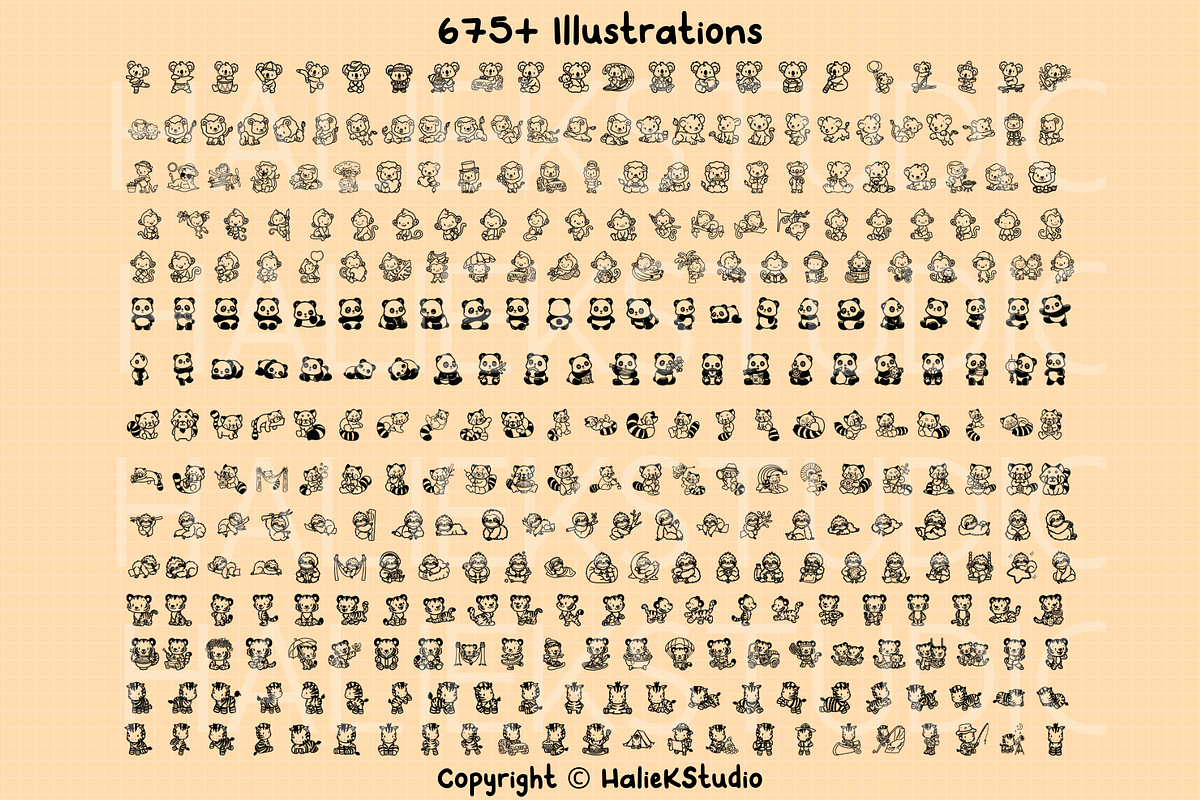 675+ Kawaii Animals SVG Illustration, an Animal Illustration by HalieKStudio (Photo 3 of 9)