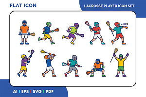 Lacrosse Player Flat Icon Set, a Duotone Icon by Fontmine Studio